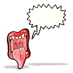 cartoon shouting mouth with sticking out tongue