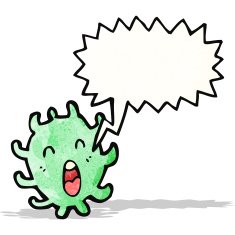 cartoon germ with speech bubble N3