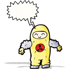 man in radiation proof suit