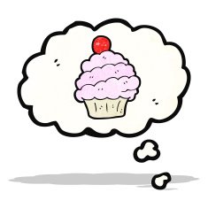 cartoon cupcake in thought bubble symbol N3
