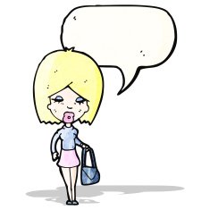 cartoon blond woman talking