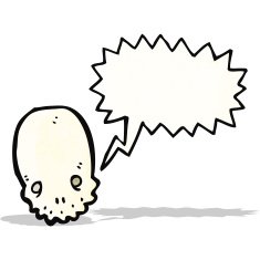 cartoon skull with speech bubble N41