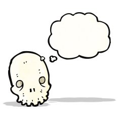 cartoon skull with thought bubble N49