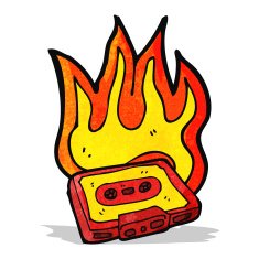 burning cassette tape cartoon N2