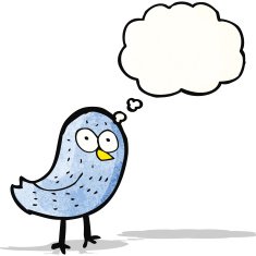 cartoon bird with thought bubble N294