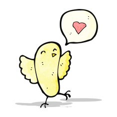 cartoon bird with love heart