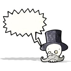 cartoon skull with mustache N12