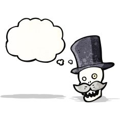 cartoon skull in top hat N12