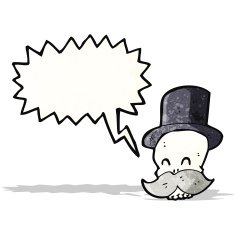 cartoon skull with mustache N13