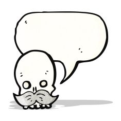 cartoon skull with mustache N14