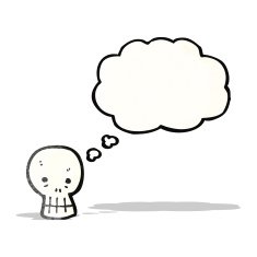 cartoon skull with thought bubble N50
