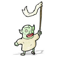cartoon goblin waving flag