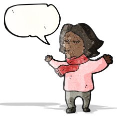 cartoon woman wearing scarf N2