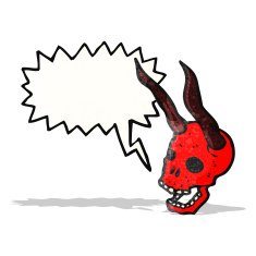 cartoon skull with speech bubble N42