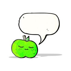 cute cartoon apple with speech bubble N2