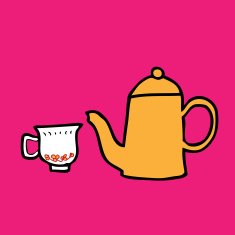 Tea pot and cup