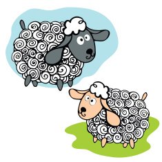 Cartoon funny curly sheeps set Symbol 2015 Year