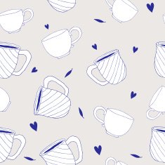 Breakfast tea cup seamless pattern hand drawn