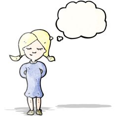 cartoon blond girl thinking