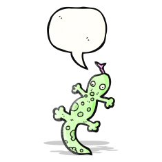 cartoon lizard with speech bubble