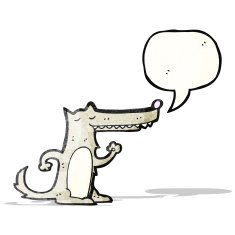 cartoon wolf with speech bubble N32