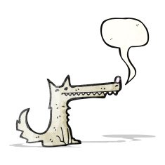 cartoon wolf with speech bubble N33