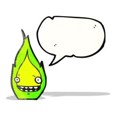 little green flame cartoon character N3