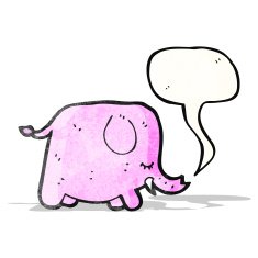 pink elephant with speech bubble cartoon N2