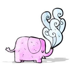 cartoon elephant blowing water