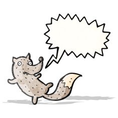 cartoon wolf with speech bubble N37