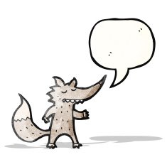 cartoon wolf with speech bubble N39