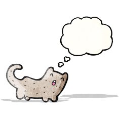 cartoon cat with thought bubble N73