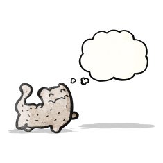 cartoon cat with thought bubble N74