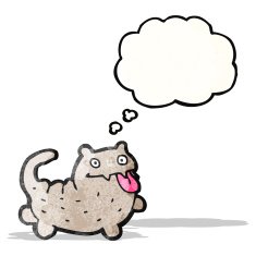 cartoon cat with thought bubble N75