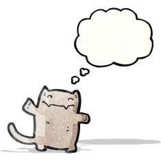 cartoon cat with thought bubble N76