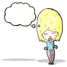 cartoon woman with thought bubble N51