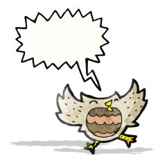 Cartoon owl with speech bubble N83