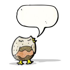 Cartoon owl with speech bubble N84