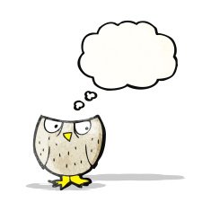 cartoon owl with thought bubble N74
