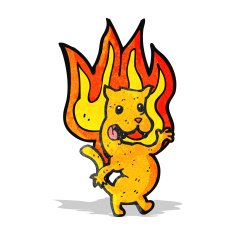 cartoon cat on fire