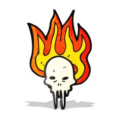 gross flaming skull cartoon N2