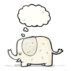 cartoon elephant with thought bubble N3