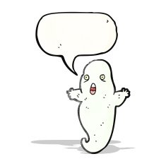 cartoon ghost with speech bubble N28