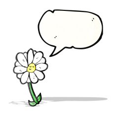 flower with speech bubble cartoon