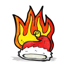 flaming santa hat cartoon