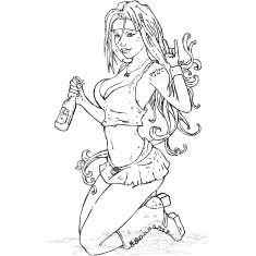 cartoon rock girl with beer