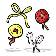 cartoon buttons and ribbons