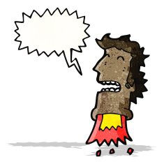 cartoon exploding rocket stress head man
