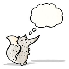 cartoon little wolf with thought bubble N37