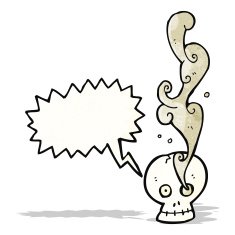 spooky smoking skull cartoon